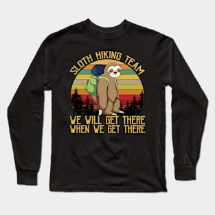 Sloth Hiking Team We Will Get There Funny Vintage Long Sleeve T-Shirt